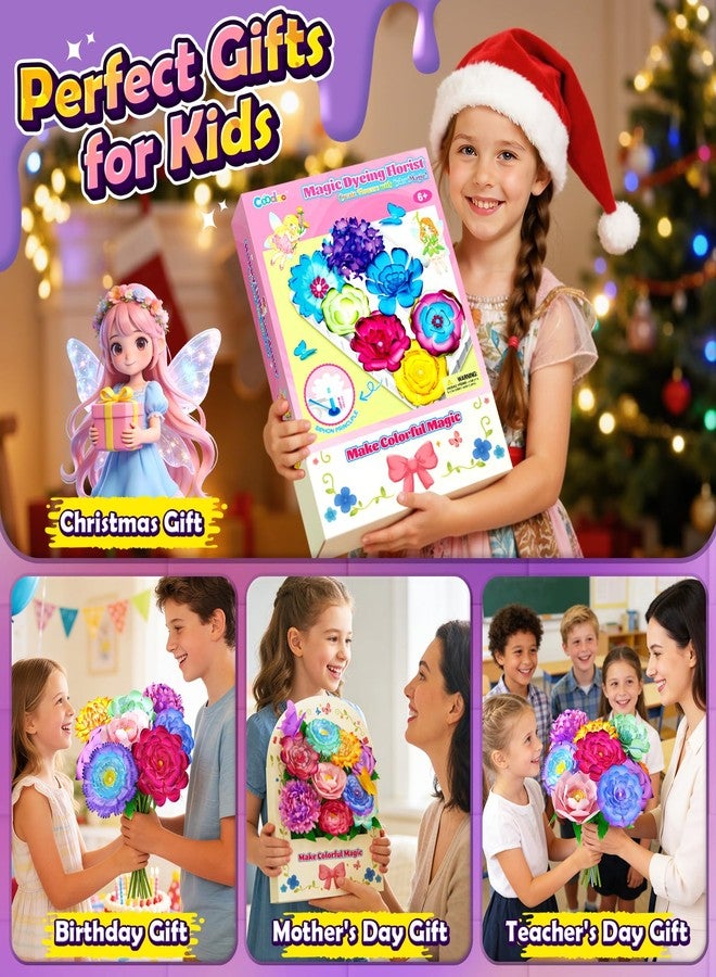 كودو مجموعات صنع الزهور بنفسك، أدوات فنية لصنع باقات الزهور باستخدام صبغة سحرية، فنون وحرف يدوية للأطفال من عمر 4-6 و4-8 و8-12 سنة، ألعاب حسية للأطفال الصغار، هدايا عيد ميلاد للأولاد والبنات، هدايا عيد الميلاد، عيد الحب - Image 5